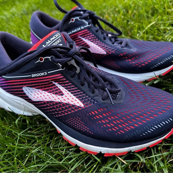 Brooks Launch 9 Women Running Shoes - Navy Blue / Orange / Purple - Picture 4 of 7